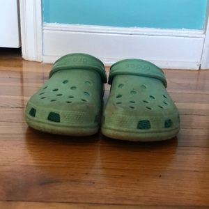 Mint green crocs